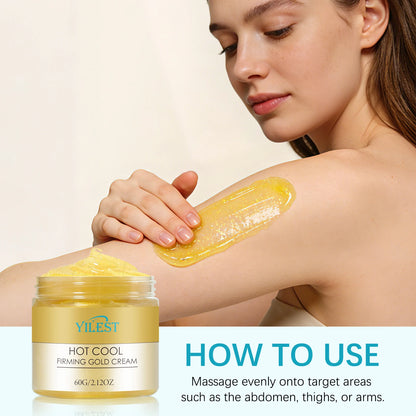 Luxury Firming Gold Cream 60g - Hot-Cool Action Tightens Abdomen, Thighs & Arms, Deeply Moisturizes & Reduces Sagging.