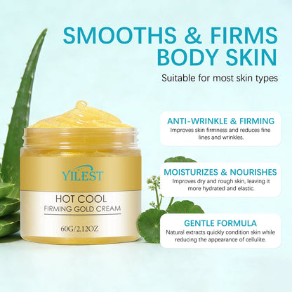 Luxury Firming Gold Cream 60g - Hot-Cool Action Tightens Abdomen, Thighs & Arms, Deeply Moisturizes & Reduces Sagging.